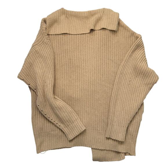 Free People Swim Too Deep Oversized Chunky Knit Cardigan Tan Size M - Picture 2 of 10